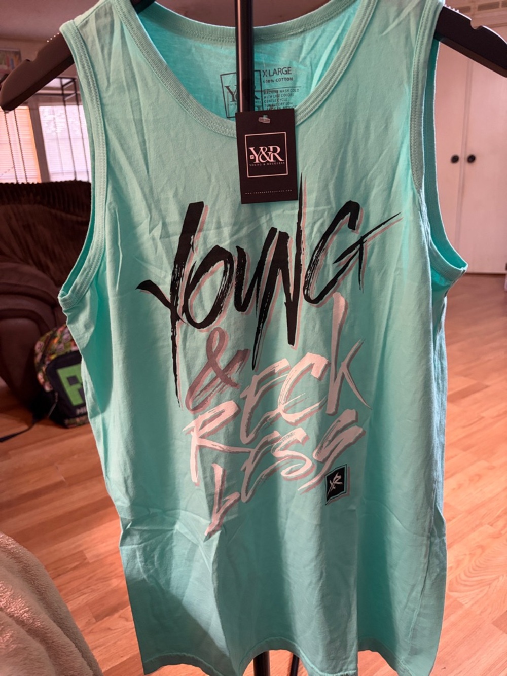 NWT Young & Reckless Mint Green Tank Top XL (FITS SMALL - 19.5" PTP)